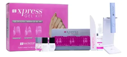 Nail Factory Kit soft gel Xpress Gel con Pocket Lamp (uñas postizas y tips), foto de la publicación en Mercado Libre