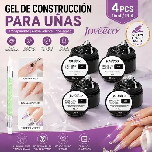 Joveeco Kit 4 polygel sólido 15 ml (gel y polygel), foto de la publicación en Mercado Libre