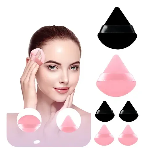 Bacilotech Set de 6 puffs de terciopelo triangulares (esponjas y beauty blender), foto de la publicación en Mercado Libre