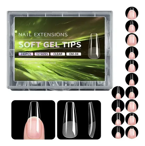 Moeofue 240 tips soft gel transparentes (uñas postizas y tips), foto de la publicación en Mercado Libre