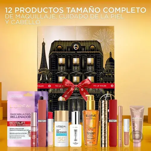 L'Oréal Paris Calendario de adviento con 12 productos tamaño completo (calendarios y cajas), foto de la publicación en Mercado Libre